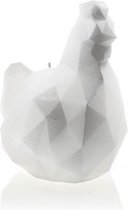 Parel wit gelakte figuurkaars, design: Kip XL Hoogte 15 cm (70 uur)