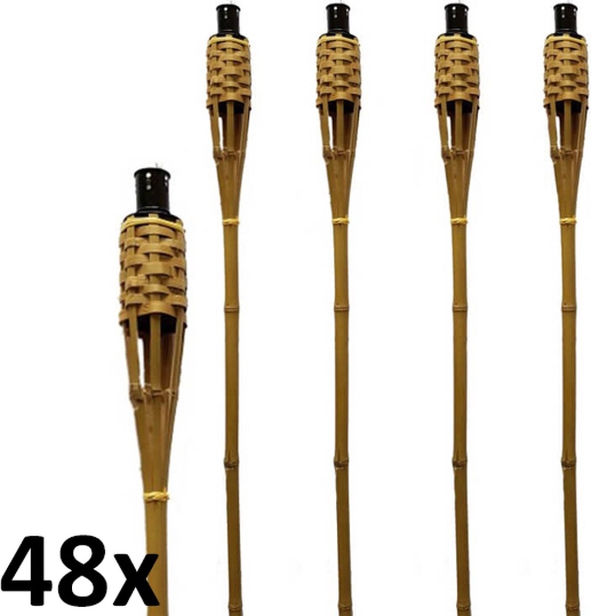 48 stuks Bamboe tuinfakkels 120 cm, fakkels lichtbruin (7 uur)