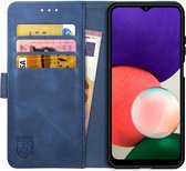 Rosso Element Book Case Wallet Hoesje Geschikt voor Samsung Galaxy A22 5G | Portemonnee | 3 Pasjes | Magneetsluiting | Stand Functie | Blauw