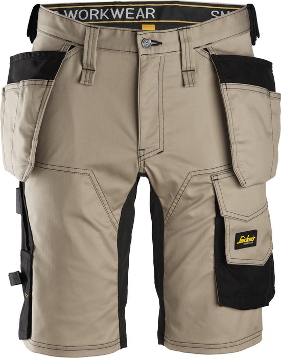 Foto: Snickers korte broek allroundwork stretch holsterzakken 6141 mannen khaki zwart 50