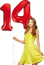 Rode cijfer ballon 14 inclusief helium gevuld.