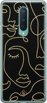 OnePlus 8 hoesje siliconen - Abstract faces | OnePlus 8 case | zwart | TPU backcover transparant