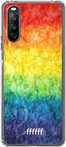 6F hoesje - geschikt voor Sony Xperia 10 III -  Transparant TPU Case - Rainbow Veins #ffffff