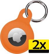 Airtag Sleutelhanger Hoes - Airtag Hoesje Hanger Siliconen Case - Airtag-Sleutelhanger Oranje - 2 Stuks