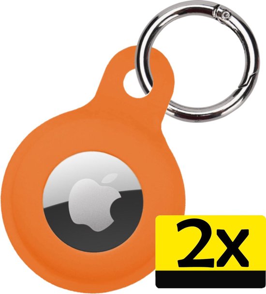 Airtag Keychain Case - Airtag Case Hanger Siliconen Case - Airtag Keychain Oranje - 2 Pièces