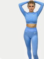 VANO WEAR Sportoutfit / fitness kleding set voor dames / fitness legging + sport top (Lichtblauw)