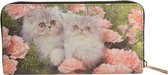 Juleeze Portemonnee 10x19 cm Roze Beige Kunstleer Rechthoek Katten Beurs Geldbeurs Geldbuidel