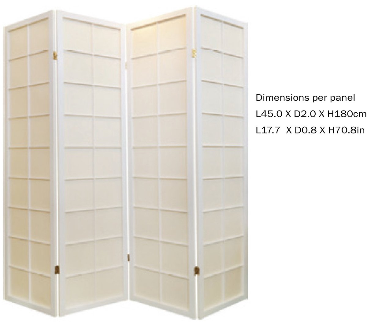 Fine Asianliving Japanse Kamerscherm B180xH180cm 4 Panelen Shoji Rijstpapier Wit