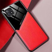 Voor OPPO A72 All-inclusive lederen + organische glazen beschermhoes met metalen ijzeren plaat (rood)