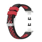 Voor Huawei Watch Fit 18mm Sluiting Stijl Siliconen Tweekleurige vervangende band Horlogeband (zwart + rood)