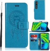 Voor Xiaomi Mi CC9 Pro Windgong Uil Embossing Patroon Horizontale Flip Leren Case met Houder & Kaartsleuven & Portemonnee (Blauw)