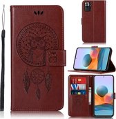 Voor Xiaomi Redmi Note 10 Pro Windgong Uil Embossing Patroon Horizontale Flip Leren Case met Houder & Kaartsleuven & Portemonnee (Bruin)