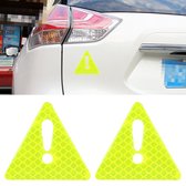 2 STKS Auto-Styling Driehoek Carbon Waarschuwing Sticker Decoratieve Sticker (Groen)