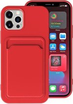 TPU + flanellen voering schokbestendig hoesje met kaartsleuven voor iPhone 12 Pro (rood)