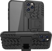 Voor iPhone 12 Pro Max Tyre Texture Shockproof TPU + PC beschermhoes met houder (zwart)