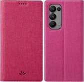 Voor OPPO Reno5 5G ViLi DMX-serie Schokbestendig TPU + PU-leer Magnetische attractie Horizontale flip-hoes met kaartsleuf en houder (rose rood)