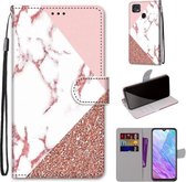 Voor ZTE Blade V2020 Smart Gekleurde Tekening Cross Textuur Horizontale Flip PU Lederen Case met Houder & Kaartsleuven & Portemonnee & Lanyard (Poeder Steen Textuur)