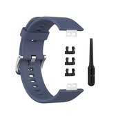 Voor Huawei Watch Fit Siliconen vervangende polsband Horlogeband met roestvrijstalen gesp (blauwgrijs)