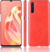 Voor Oppo A91 Shockproof Litchi Texture PC + PU Case (Rood)