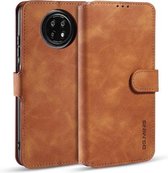 Voor Geschikt voor Xiaomi Redmi Note 9T 5G DG.MING Retro Oil Side Horizontale Flip Leather Case met houder & kaartsleuven & portemonnee (bruin)