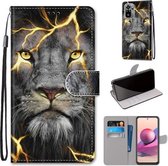 Voor Xiaomi Redmi Note 10 4G / Note 10s Gekleurde Tekening Cross Texture Horizontale Flip PU Leather Case met Houder & Kaartsleuven & Portemonnee & Lanyard (Fission Lion)