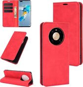 Voor Huawei Mate 40 Pro Retro-skin Business magnetische zuignap lederen tas met houder & kaartsleuven & portemonnee (rood)