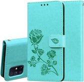 Voor Samsung Galaxy M51 Rose reliëf horizontale flip PU lederen tas met houder & kaartsleuven & portemonnee (groen)