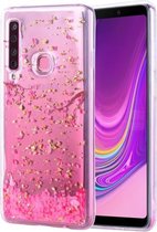 Cartoon patroon goudfolie stijl Dropping Glue TPU zachte beschermhoes voor Galaxy A9 (2018) (Sakura)