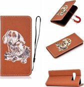 Voor Galaxy S10 Plus 3D Schilderen Horizontale Flip Leren Case met Houder & Kaartsleuf & Portemonnee & Lanyard (Hond)