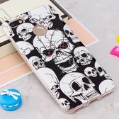 Voor Huawei P9 Lite Mini / Enjoy 7 Noctilucent Red Eye Skull Pattern TPU Soft Case Beschermhoes