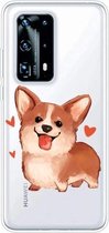 Voor Huawei P40 Pro + Shockproof Painted TPU beschermhoes (Love Corgi)