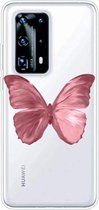 Voor Huawei P40 Pro + schokbestendig geverfd TPU beschermhoes (rode vlinder)
