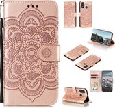 Voor Huawei Honor 9X Lite Mandala Embossing Patroon Horizontale Flip PU Leren Case met Houder & Kaartsleuven & Walle & Lanyard (Rose Goud)