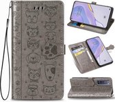 Voor Huawei Nova 7 Mooie kat en hond Embossing patroon Horizontale flip lederen tas, met houder & kaartsleuven & portemonnee & cartoon sluiting & lanyard (grijs)