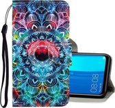 Voor Huawei Y9 2019 3D Gekleurde Tekening Horizontale Flip PU Lederen Case met Houder & Kaartsleuven & Portemonnee (mandala)