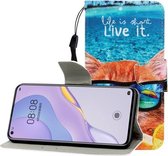 Voor Huawei Nova 7 Pro Gekleurde Tekening Horizontale Flip Leren Case met Houder & Kaartsleuf & Portemonnee (Onderwater Kat)