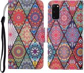 Voor Samsung Galaxy S20 Gekleurde Tekening Patroon Horizontale Flip Leren Case met Houder & Kaartsleuven & Portemonnee & Lanyard (Rhombus Totem)