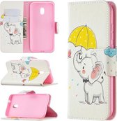 Voor Nokia C1 Plus Gekleurde Tekening Patroon Horizontale Flip Leren Case met Houder & Kaartsleuven & Portemonnee (Paraplu Olifant)