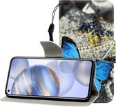 Voor Huawei Honor 30 Pro Gekleurde Tekening Horizontale Flip Leren Case met Houder & Kaartsleuf & Portemonnee (Een Vlinder)