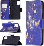 Voor LG K42 Gekleurde tekening patroon Horizontale flip lederen tas met houder & kaartsleuven & portemonnee (paarse vlinder)