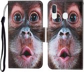 Voor Samsung Galaxy A20 / A30 Gekleurde Tekening Patroon Horizontale Flip Leren Case met Houder & Kaartsleuven & Portemonnee & Lanyard (Orang-oetan)