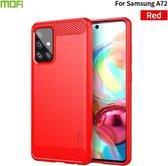 Voor Samsung Galaxy A72 5G / 4G MOFI Gentleness-serie Geborstelde textuur Koolstofvezel Zachte TPU-hoes (rood)