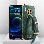 Voor Huawei Mate 30 Pro Electroplated TPU krokodillenpatroon lederen tas met polsband (groen)