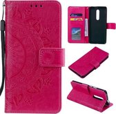 Voor Nokia 2.4 Totem Bloem Reliëf Horizontale Flip TPU + PU lederen tas met houder & kaartsleuven & portemonnee (rood)
