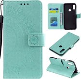 Voor Huawei Honor 20 Lite Totem Bloem Reliëf Horizontale Flip TPU + PU Leather Case met Houder & Kaartsleuven & Portemonnee (Groen)