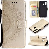 Voor OPPO A8 Totem Bloem Reliëf Horizontale Flip TPU + PU Leren Case met Houder & Kaartsleuven & Portemonnee (Goud)