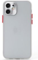 Volledige dekking TPU + pc-beschermhoes met metalen lensafdekking voor iPhone 12 Pro (wit rood)