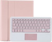 T098B-A Geperste huidtextuur TPU Afneembaar Snoepkleuren Bluetooth-toetsenbord Beschermhoes voor iPad Air 4 10,9 inch (2020), met standaard & pen-sleuf en aanraking (roze)