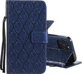 Geperst afdrukken Rotan bloempatroon Horizontale flip PU lederen tas met houder & kaartsleuven & portemonnee & fotolijst voor iPhone 12/12 Pro (donkerblauw)