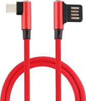 2A USB elleboog naar USB-C / type-C elleboog gevlochten datakabel, kabellengte: 1 m (rood)